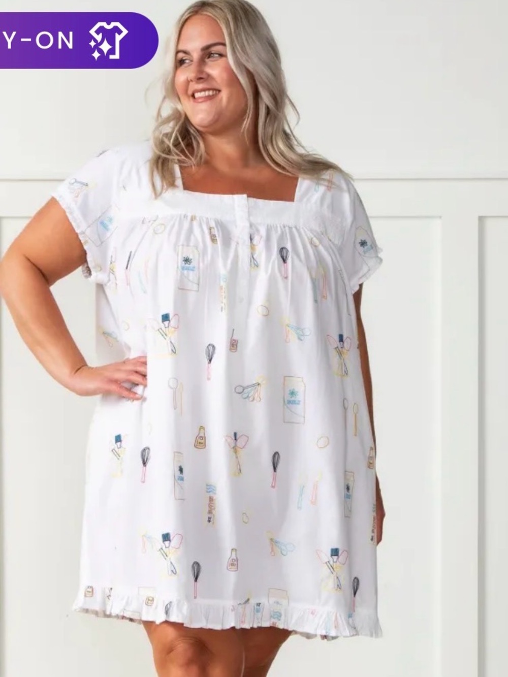 Printfresh Home Chef Pintuck nightgown NWT 1X - Picture 6 of 6